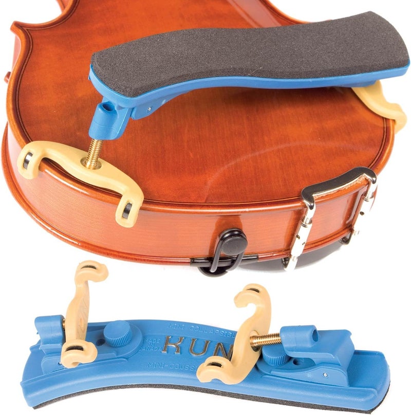 Kun Collapsible Mini Blue Shoulder Rest for 1/16-1/4 Violin - Image 1